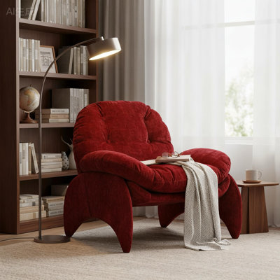 33.75'' W Modern Crab Style Chenille Fabric Upholstered Accent Chair With Metal Frame
