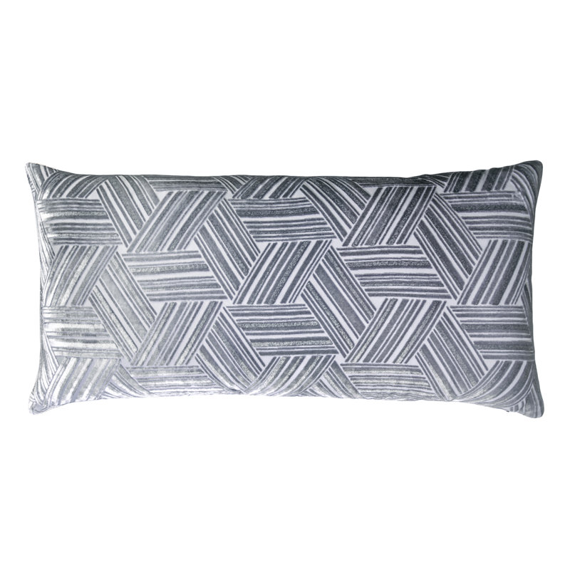 Entwined Lumbar Pillow Cover & Insert, 12" x 24", Silver