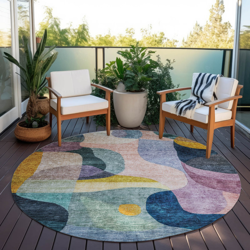 Tapis intérieur / extérieur vert lavable Evan , 2 pi 6 po x 3 pi 10 po