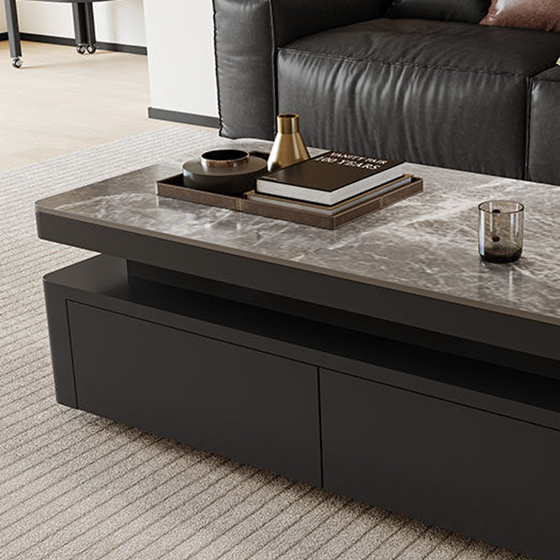 Table basse Modern Luxury, H 17,71 po x L 51,18 po x l 27,55 po, Noir, Gris