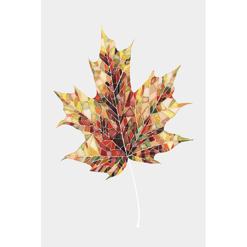 Feuille d'automne en mosaïque III, H 30 po x l 20 po