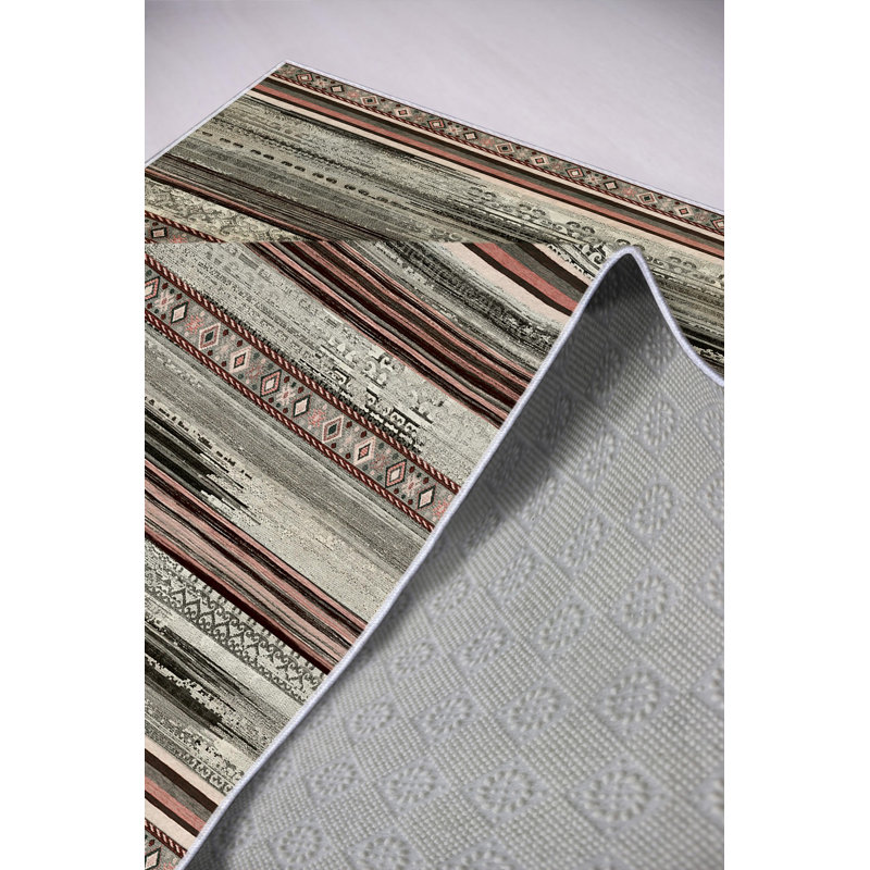 Stylish Area Carpet, Grey, 4.6 x 7.2 Feet | 100% Polyester, 650 g/m² | Antibacterial, Eco-Friendly, Non-Slip PVC Dot Underside | Machine Washable, Digital Printed, Perfect for Living Room & Bedroom Décor