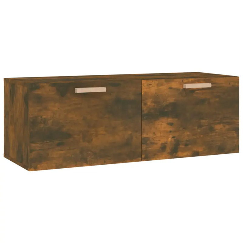 Latitude Run Wall Cabinet Engineered Wood, Smoked Oak, 35cm H x 100cm W x 36.5cm D