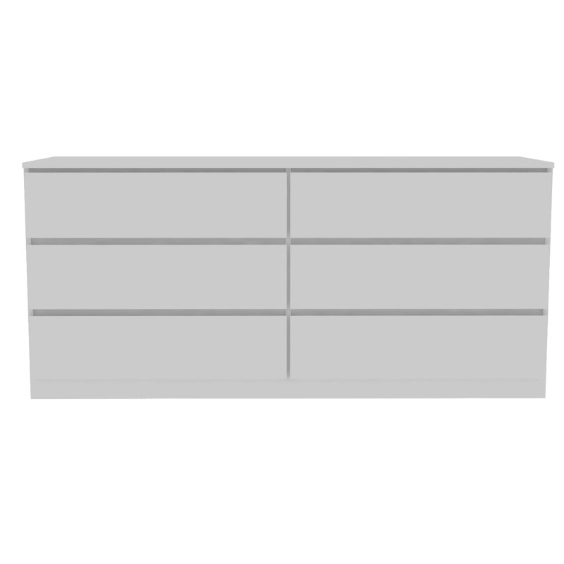 Commode rectangulaire blanche à 6 tiroirs