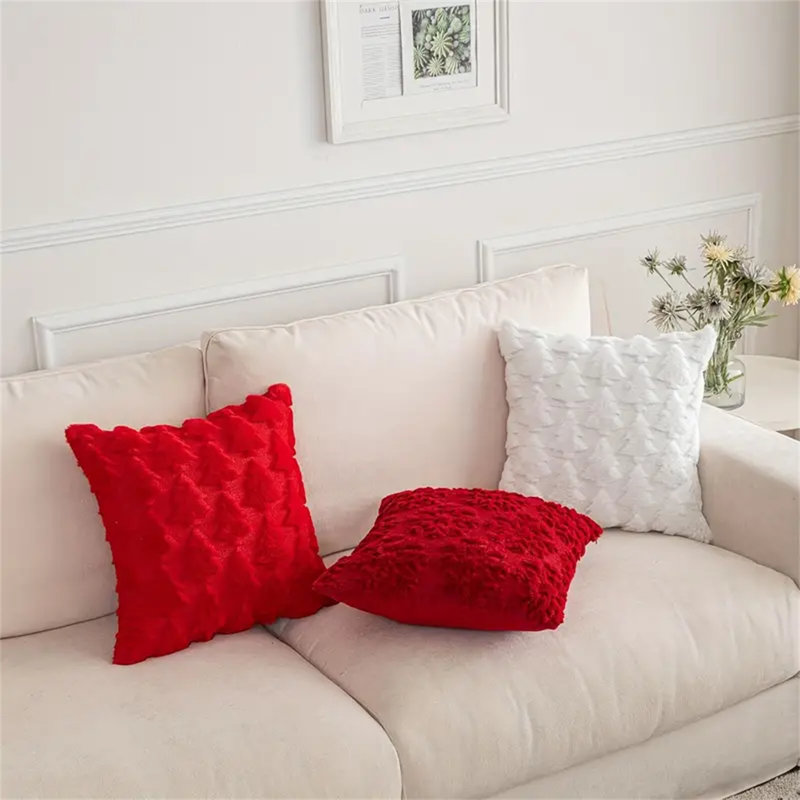Christmas Tree Throw Pillow Cases Set Of 2, Red