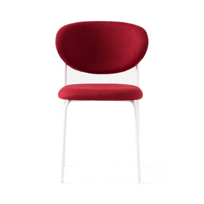 Cozy Upholstered Chair with Metal Frame, Matt Optic White, Burgundy