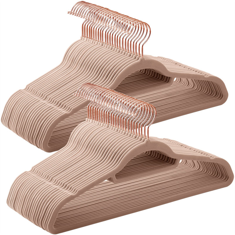 Cintre standard en velours antidérapant, Brun pâle, 50