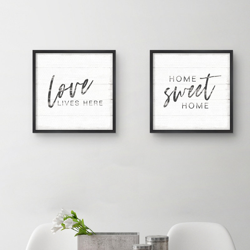 "Home inspiration I & II" par Wild Apple portfolio-ensemble de 2 reproductions d’art textuel sur toile encadrée