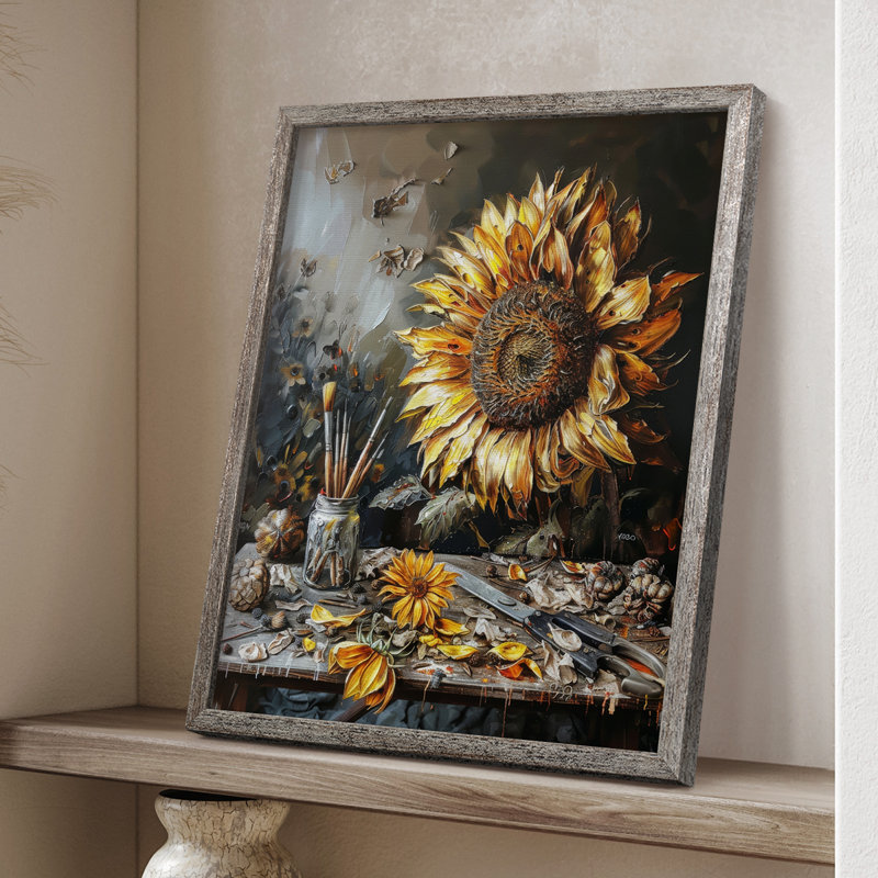 Impression encadrée FLORAL Series D - bois massif, H 15 po x l 12 po