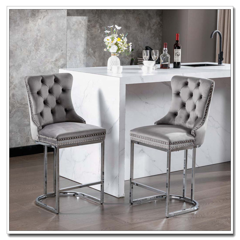 Tabourets de bar à hauteur de comptoir, Gris