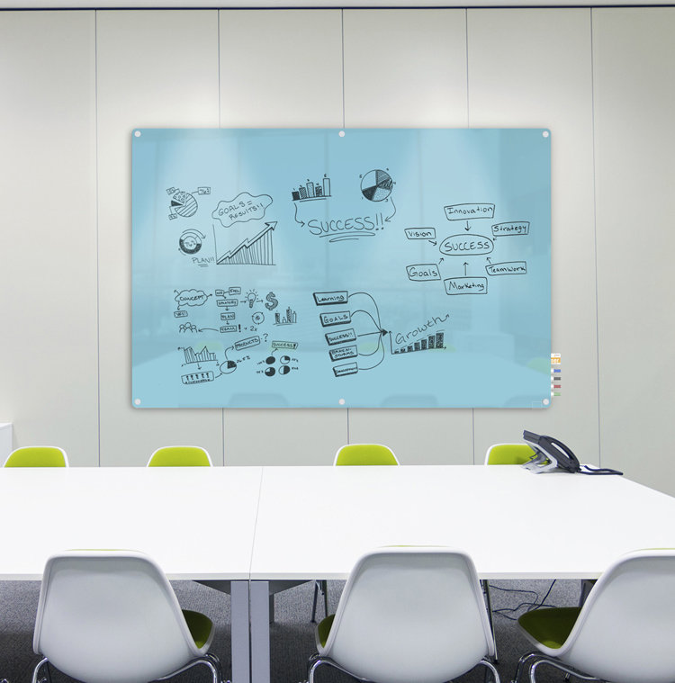 Panneau de verre magnétique mural Harmony, Bleu, 18 po x 24 po