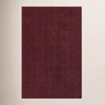 Mazzi Burgundy Hand-Loomed Geometric Wool Rug