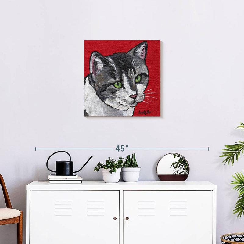 Crowle Cat Tabby On Red, 20" H x 20" W