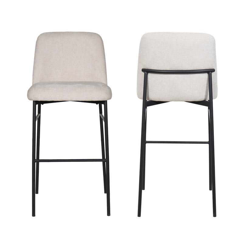 Matteson Metal Bar Stools With Cushion, Beige