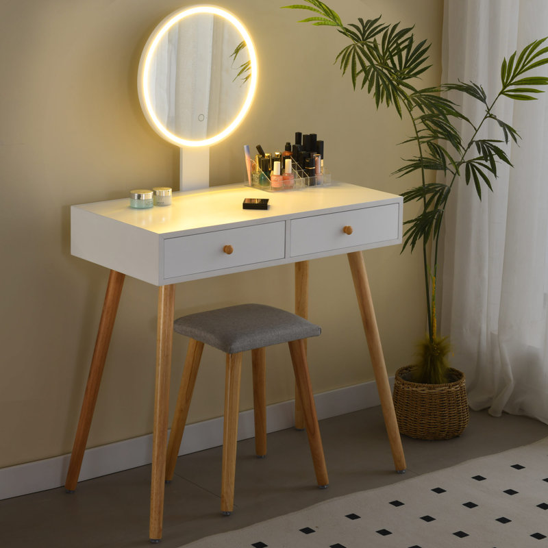 Dressing Table with Mirror and Seat and Storage Included
