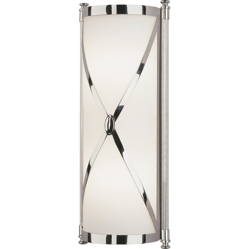 Applique murale à patine profonde avec abat-jour en verre blanc givré Srkashlteni, Nickel poli