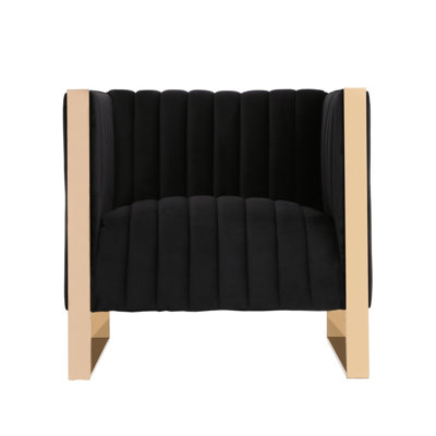 Trillium Velvet Lounge Chair In Black