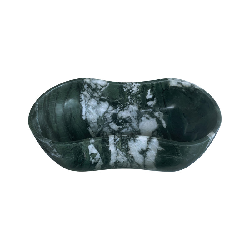 Green Natural Marble Bathroom Vessel Sink, Green