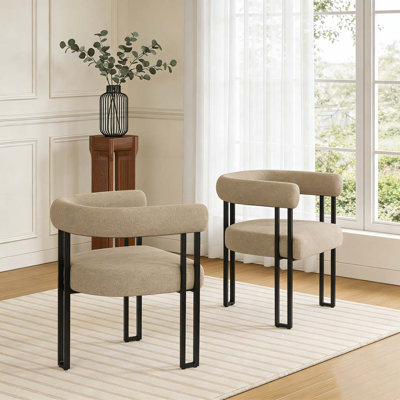 Set of 2 Upholstered Dining Arm Chairs