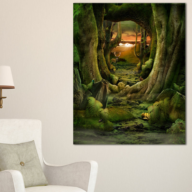 Paysage paradise vert moderne, impression sur toile tendue, H 40 po x l 30 po x P 1 po