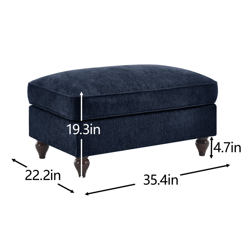 Blue Chenille With Elegant Ruffles And Soft Lumbar Support, Segmented , Curved Cushion, Chaise Lounge Setup Neck Configuration