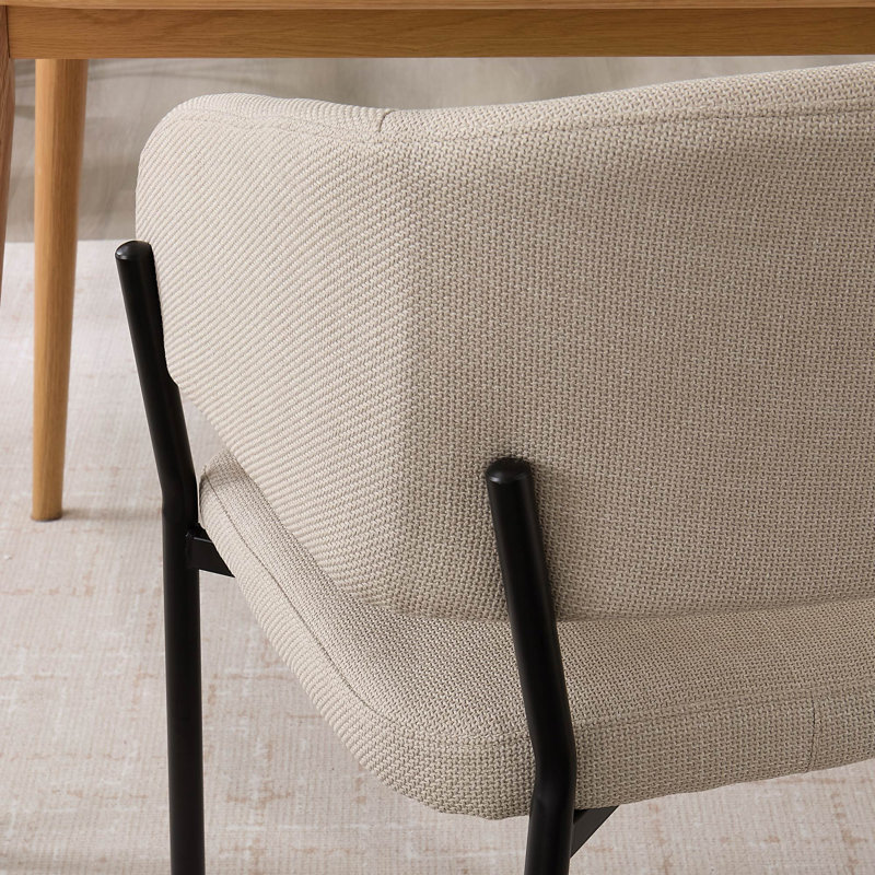 Oxford Upholstered Dining Chairs Set, Black, Cream