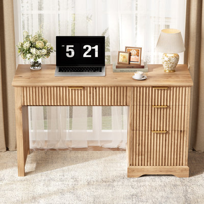 Fluted Executive Desk With Drawers With Ample File Drawer