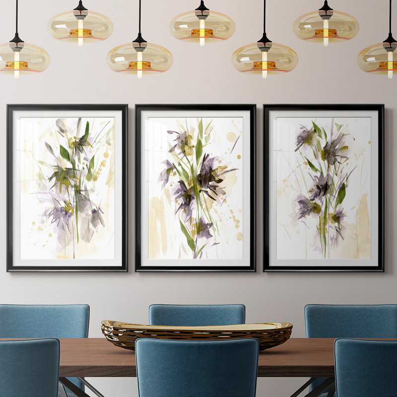 «After Rain I», reproduction sur mesure encadrée de qualité supérieure - 3 pièces, H 30 po x l 63 po, Noir