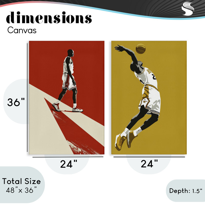 Iconic NBA Champions 2pc Canvas Set, design by Ray Powers, 36" H x 24" W