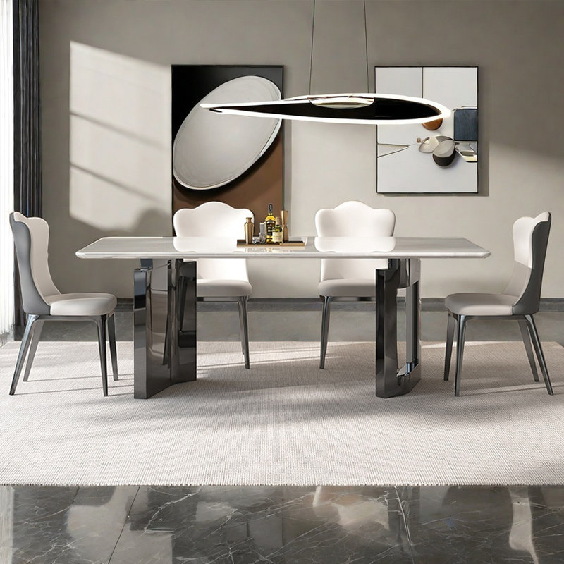 Natural Luxury Marble Rectangular  Dining Tables, 29.5"H x 70.8"L x 35.4"W
