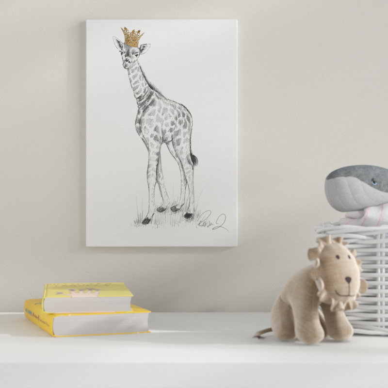 «Giraffe Royalty Graphite Dessin», reproduction, H 30 po x l 24 po x P 1,5 po, Toile tendue