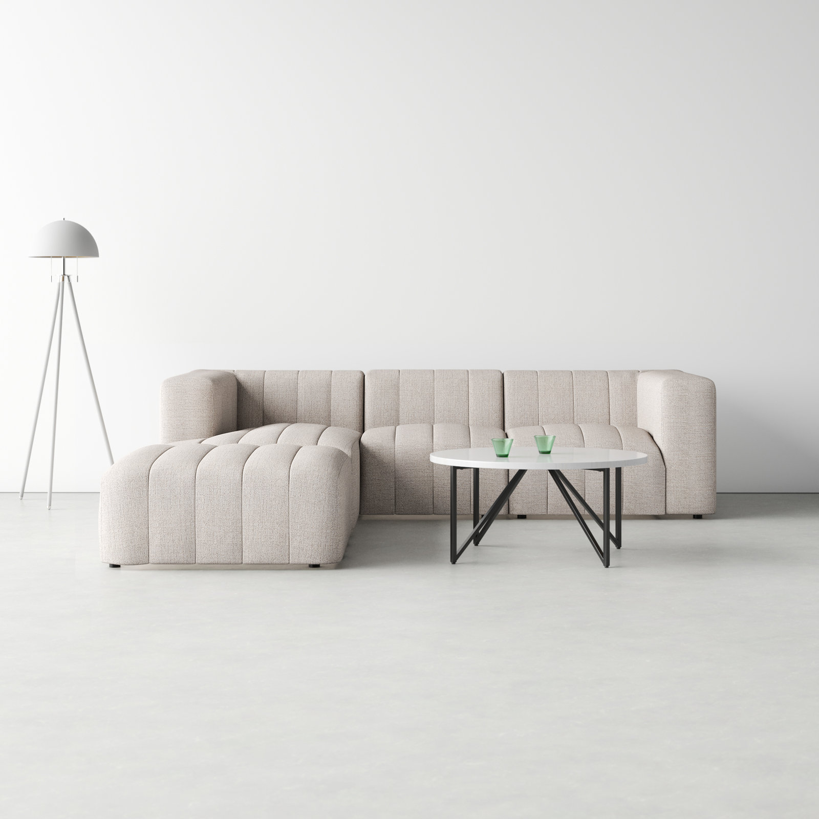 Bowry Sofa and Chaise, Left Hand Facing, Neutral Sandstone Polyester