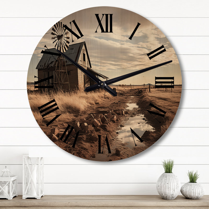 Horloge murale surdimensionnée en bois Wind Windswept, Grand