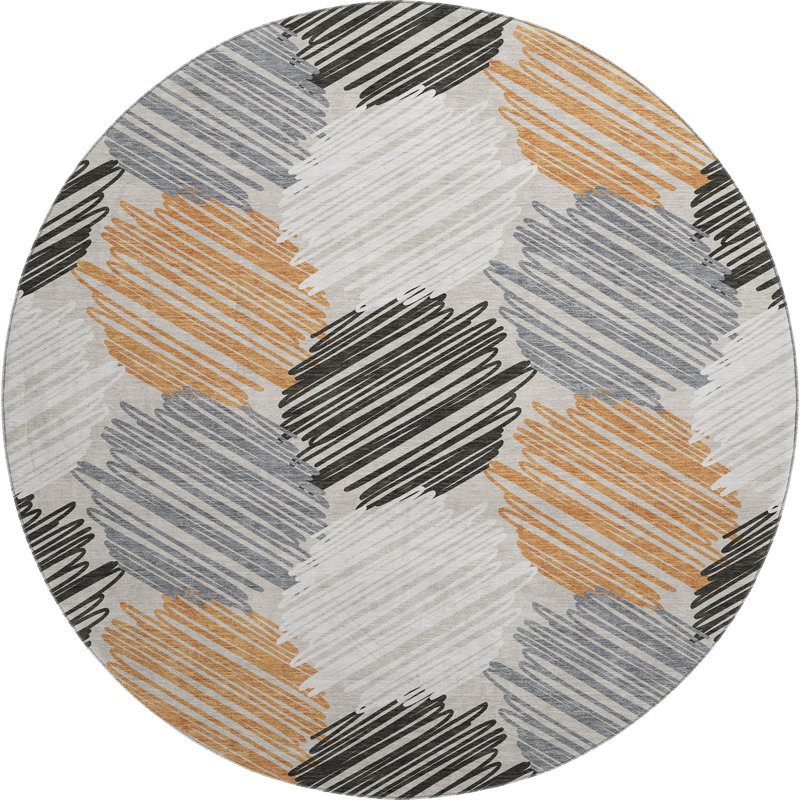 Premium Machine Washable Mayfield AMF1942 Geometric Rug, Round 8'