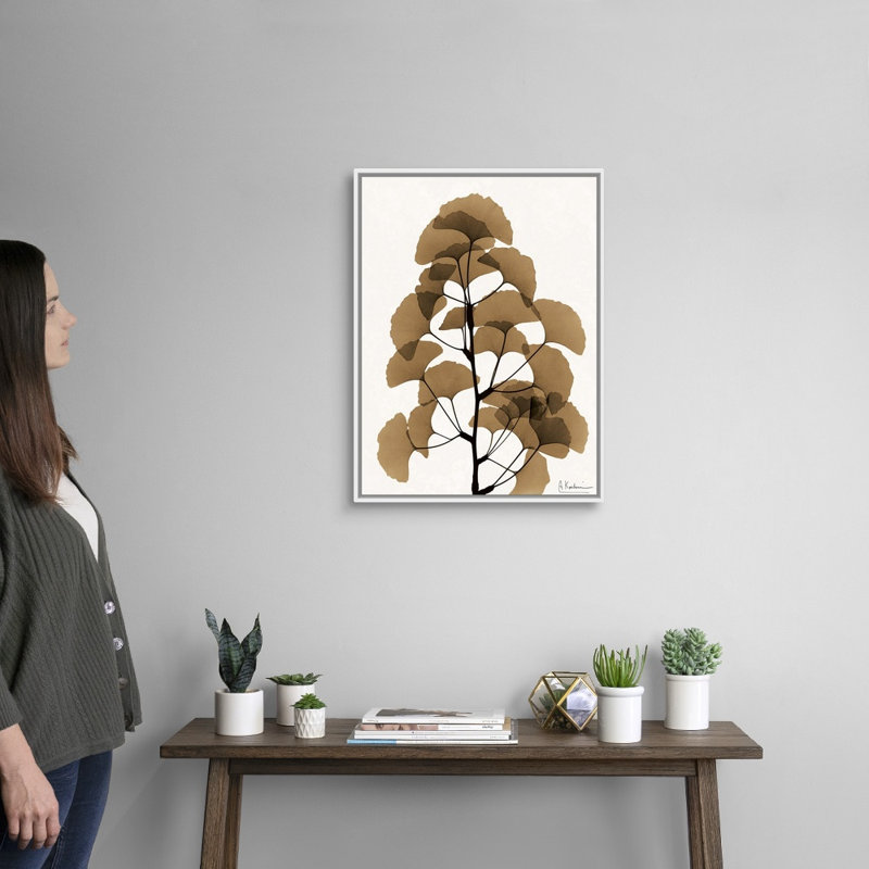«Aged Ginko» par Albert Koetsier, reproduction sur toile, H 26 po x l 20 po x P 1,75 po, Cadre blanc