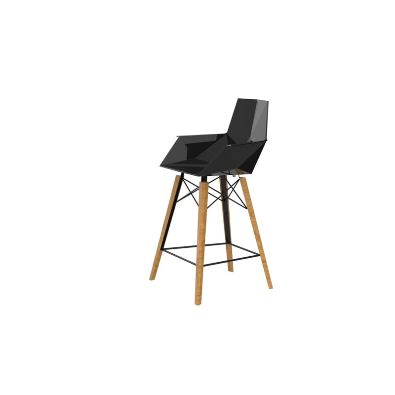 Faz Wood - Counter Stool With Arms - Set Of 4 - Basic/Injection, Black/Oak
