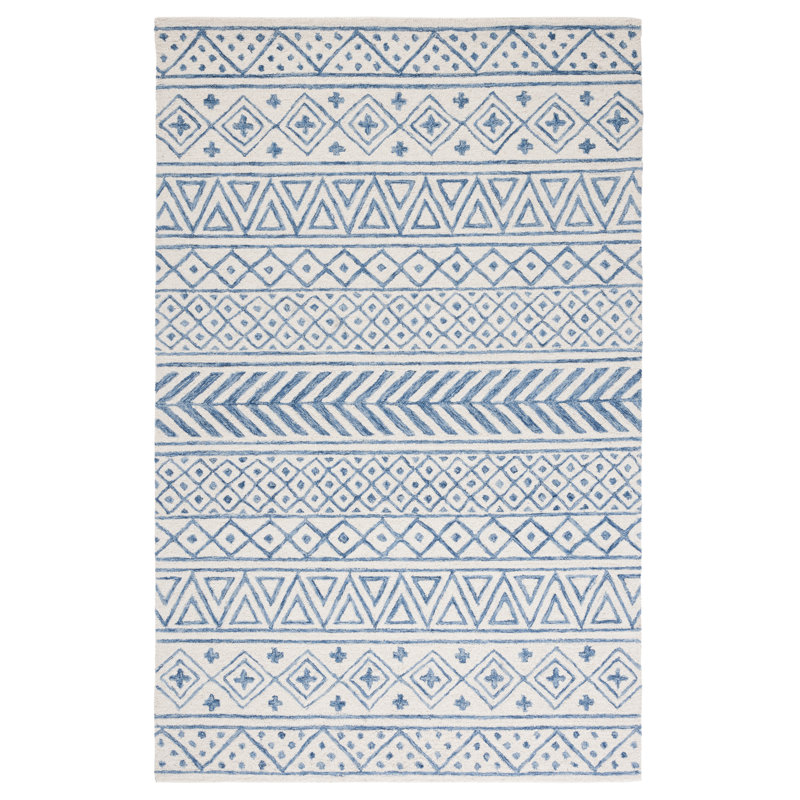 Metro Hand Tufted Wool/Cotton/Latex Rug in Blue, Runner 2'3" x 9'