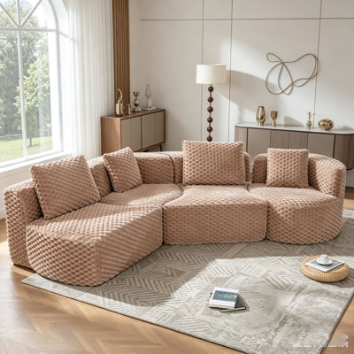 Modular Sectional Sofa 137.8" Boneless Sofa Couch Soft Plush Upholstered Couch for Living Room