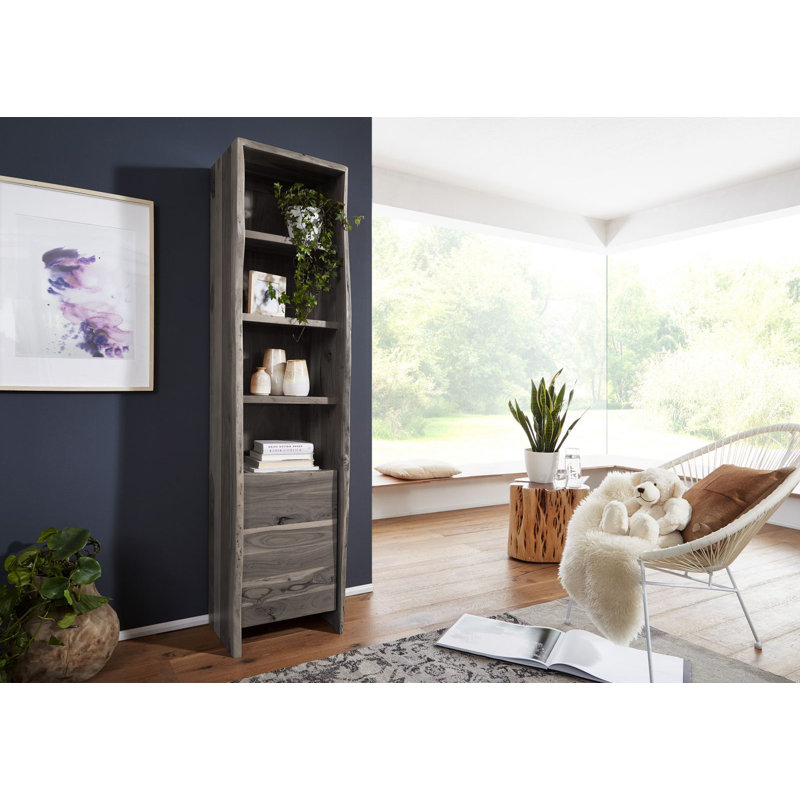 Pure Acacia Solid Wood Freestanding Linen Cabinet, Grey