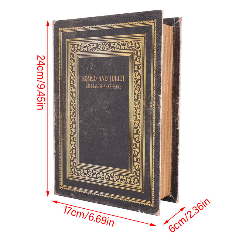 Boîte à livre décorative en bois et cuir européen avec rangement de forme rétro pour bureau à domicile