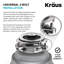 Broyeur à déchets ultra-silencieux à alimentation continue 3/4 HP KRAUS, avec cordon d'alimentation et bride inclus et support universel, KWD210-75MGR