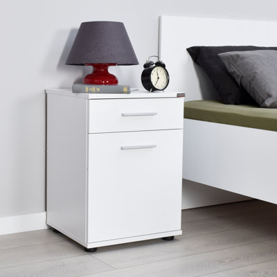 Modern White Nightstand, 15.8 x 22.4 x 15.4 inches | 100% Melamine Coated Particle Board, Thickness: 0.6 inches | Wall-Mountable Design, Sleek and Functional Storage for Bedroom or Living Room