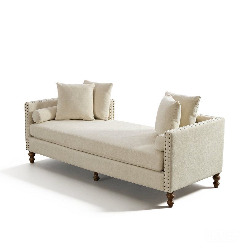 Banc de bout de chaise longue de 75,2 po de largeur, Beige