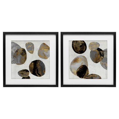 Agate Patterned Shapes 2pc Framed Print Under Glass Set, design by Jacob Q
