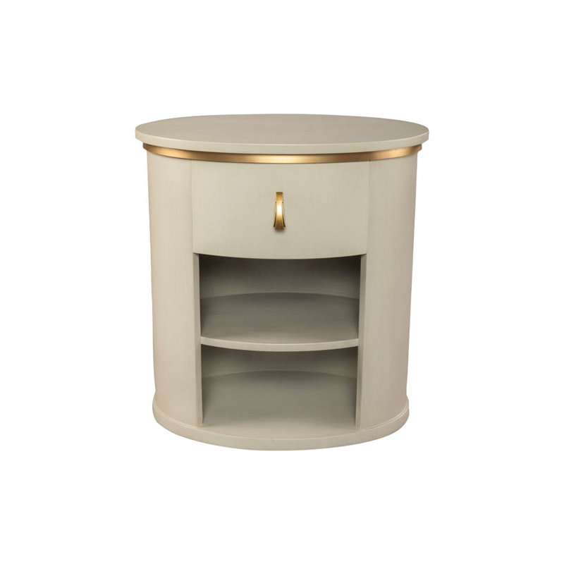Aliyanah 60cm W Solid Wood Bedside Table, Light Grey