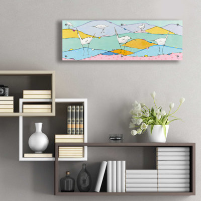'Marsh Egrets I Pink Sand' by Phyllis Adams, Acrylic Glass Wal Art