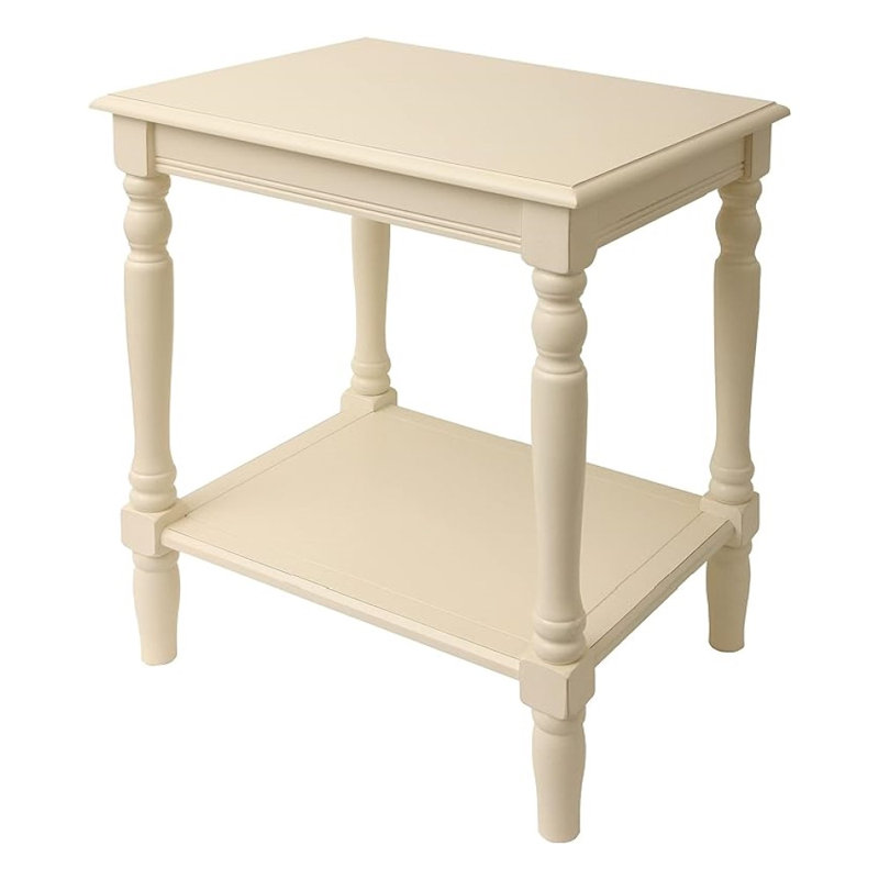 Charlton Home Delouris Wood Accent Storage Shelf End Table, Cream