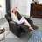 Power Recliner Chair with Heat and Massage, PU Leather Home Theater Seating with LED Lights/Cup Holders/Side Pocket/USB Port, Reclining Sofa Chair for Living Room-1813515103