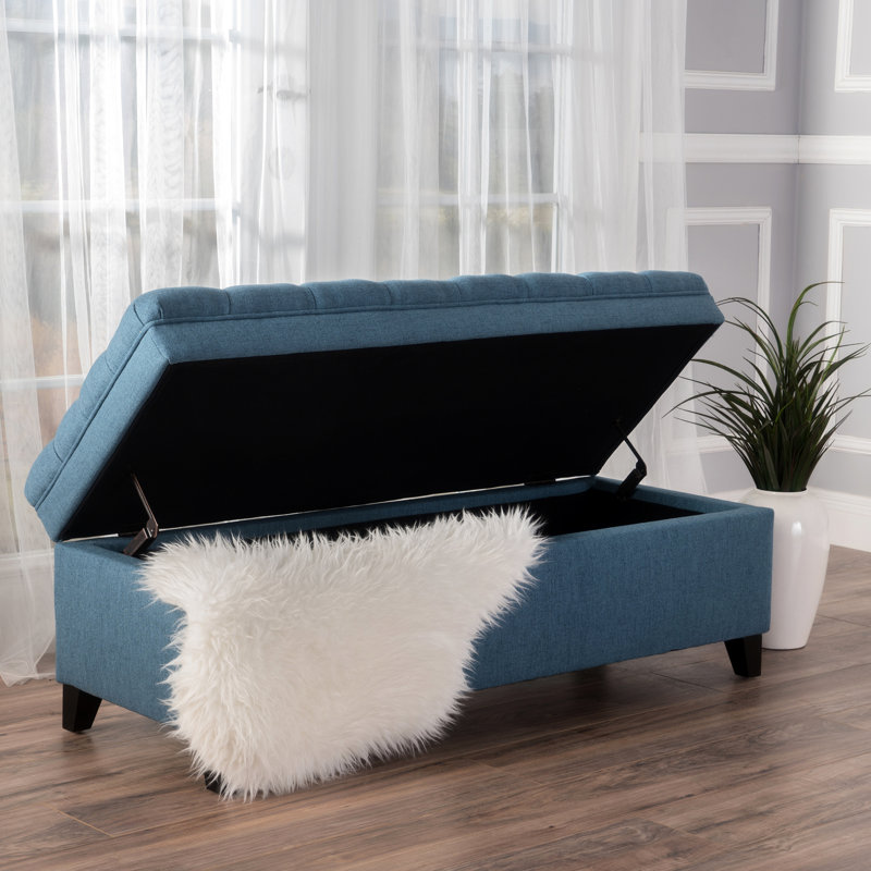 Repose-pieds avec rangement, banc, Bleu