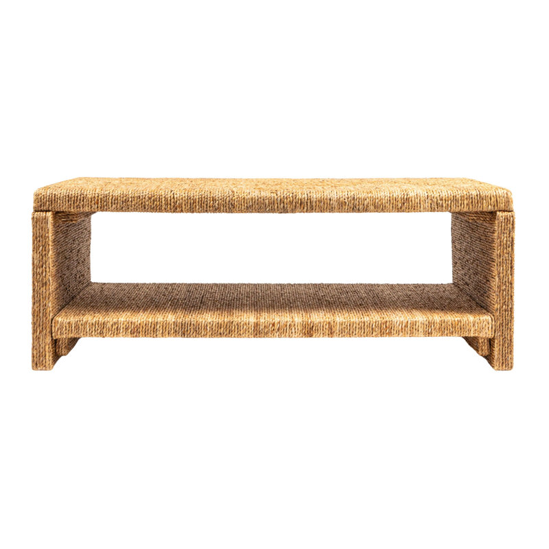 Seagrove Woven Water Hyacinth & Acacia Wood Coffee Table